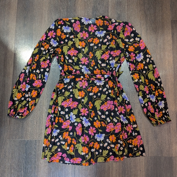 Cabi S black floral long sleeve open dress / robe - Picture 2 of 5